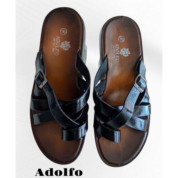 Adolfo New York, Milan black women's slip on sandals   Sz  10 - Picture 1 of 7